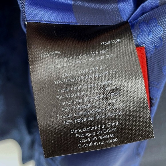 Ted Baker Endurance London Mens 46L Wool‎ Blend Blue Blazer Jacket Sport Coat - Picture 7 of 8